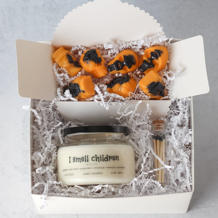 Halloween Gift Set Pumpkin Heads Wax Melts & I Smell Children Candle - Jarful House