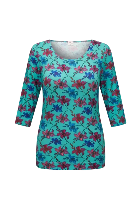 HEART BASIC SHIRT 3/4 SLEEVE TOP, TOSCA