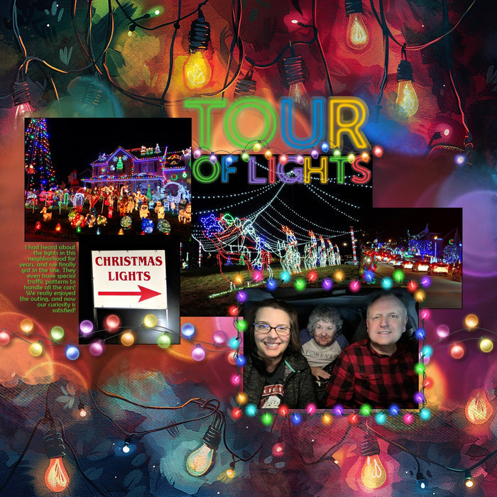 Sparkle and shine this holiday season with these brightly colored holiday light embellishments, frames, borders, papers, and alpha set by Lucky Girl Creative digital art for digital scrapbooking. Great for birthday and celebrations, too!