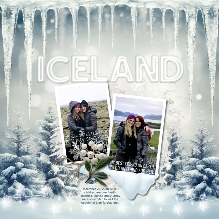 Sparkle and shine this holiday season with beautiful white Christmas light embellishments, scenic winter and bokeh papers, frames, and glowing white alpha set by Lucky Girl Creative digital art for digital scrapbooking. Great for winter sports, nature hikes, Christmas, the holidays, cabin vacations, and more.