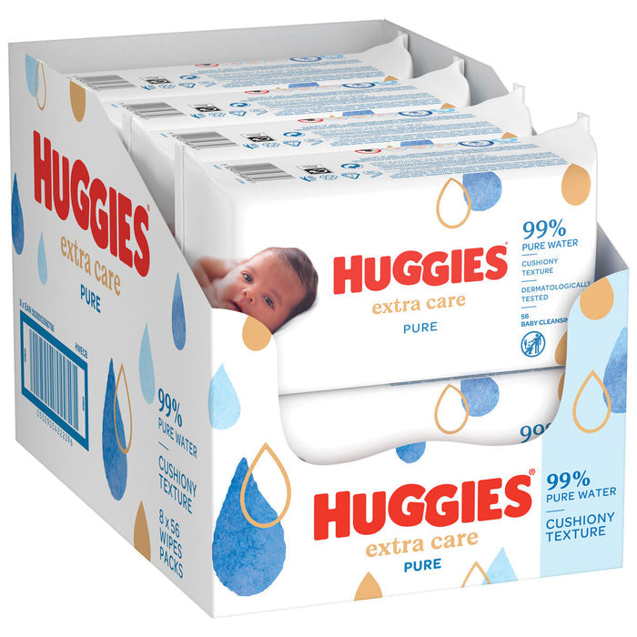 Huggies Pure Extra Care Baby Wipes - 8 x 56 PACKS | 448 Baby cleansing wipes total - Shoppers-kart.com