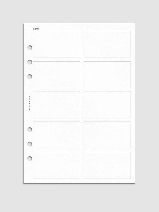 Inbox Planner Insert, Third Edition, Cloth and Paper. Digital mockup of insert in A5.