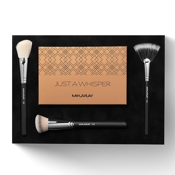 JUST A WHISPER Box Set - Contour and Highlight palette and premium makeup brushes