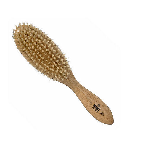 Kent Oval Satin Wood White Bristle Brush - ls7