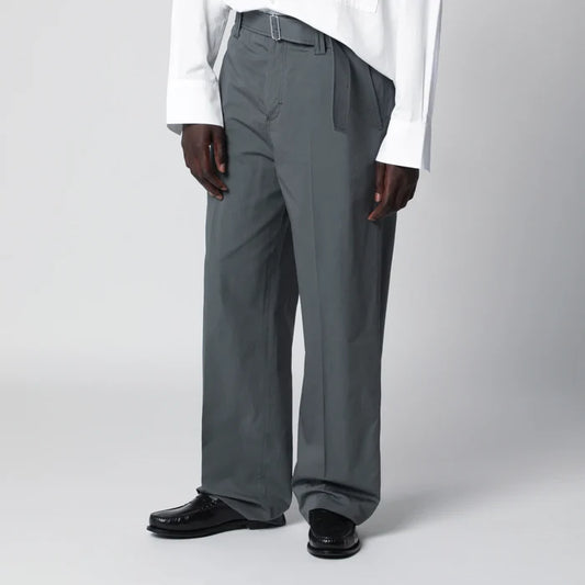 Lardini - Grey cotton and silk trousers Brand Apparel & Accessories > Clothing > Pants 46 IT