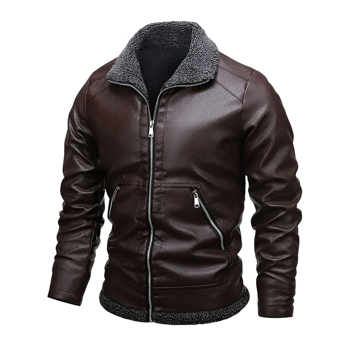 Léo™ | Elegant fleece-lined leather jacket