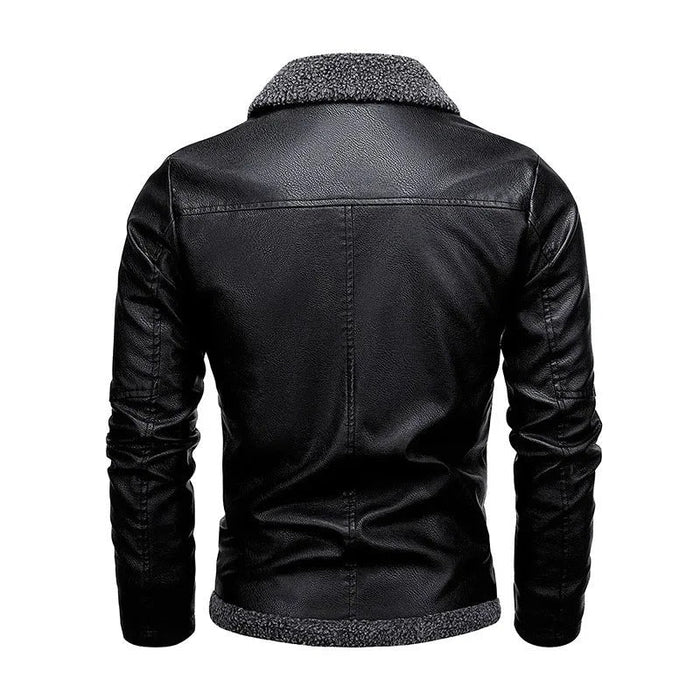 Léo™ | Elegant fleece-lined leather jacket