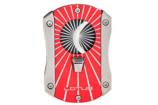 Lotus Red and Black Starburst Deception Technicolor 62 Ring Gauge Straight Cigar Cutter - 24-C408