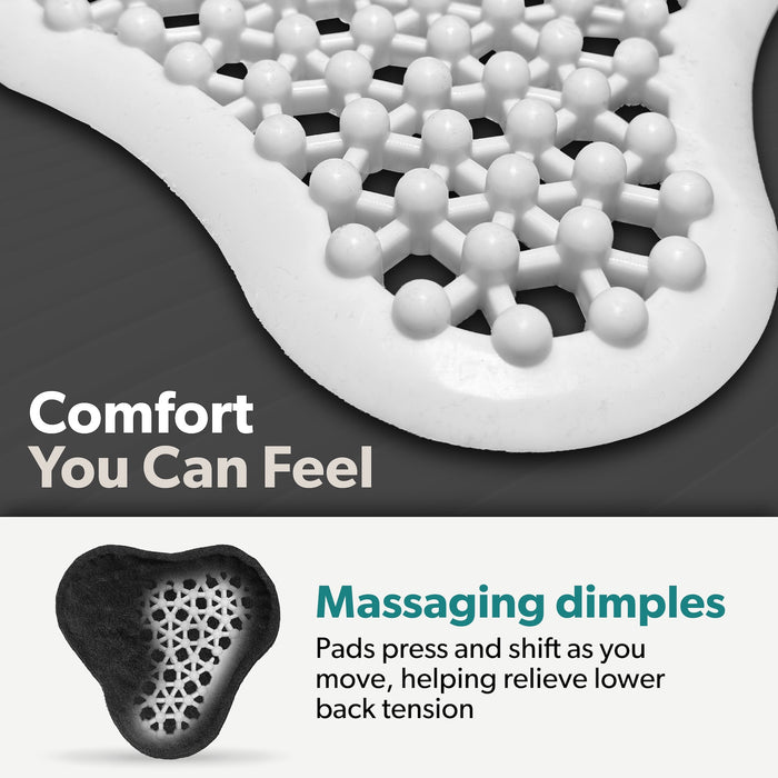 The massaging dimples on the LSO back brace relieve lower back tension