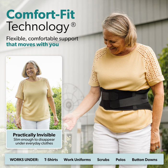 Our LSO Sciatica back brace is built with Comfort-Fit technology the provides flexible, comfortable support