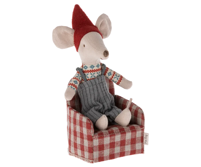 Maileg Mouse Chair in Red Checker