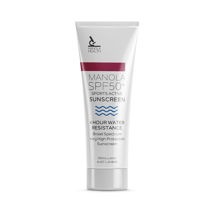 Manola Sports Active Sunscreen SPF50+ 100ml - 9 Pack with counter display