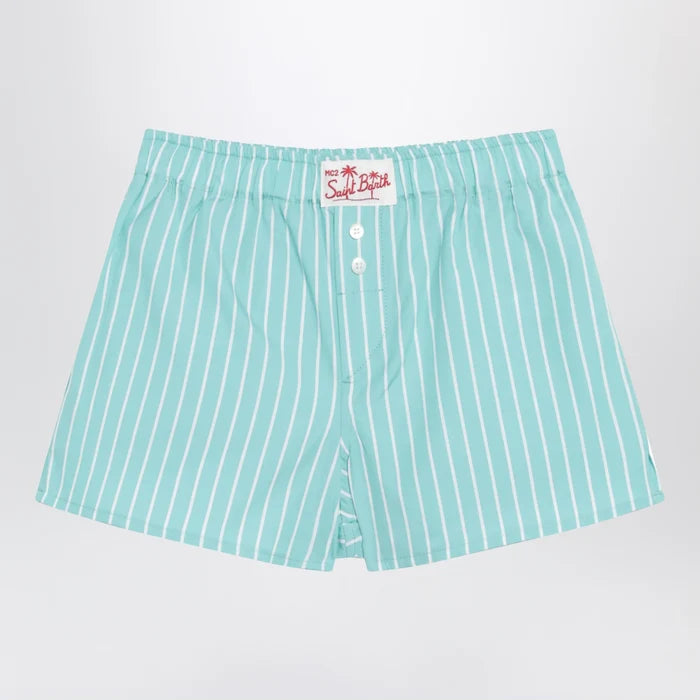 MC2 Saint Barth - Aqua green striped cotton Shorts Brand Apparel & Accessories > Clothing > Shorts 4