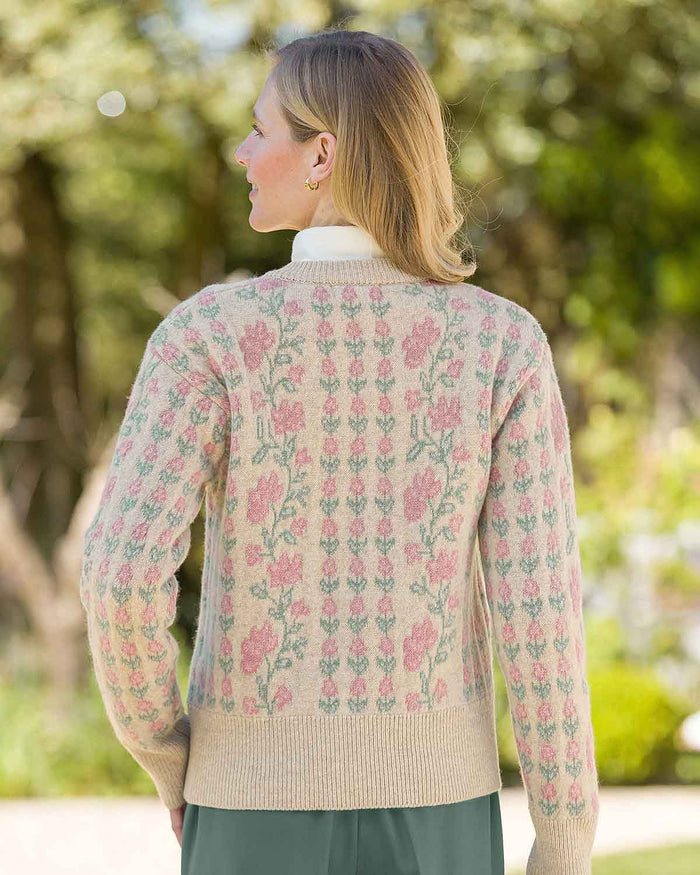 Melina Long Sleeved Floral Lambswool Cardigan - Image 3 - Country Collection