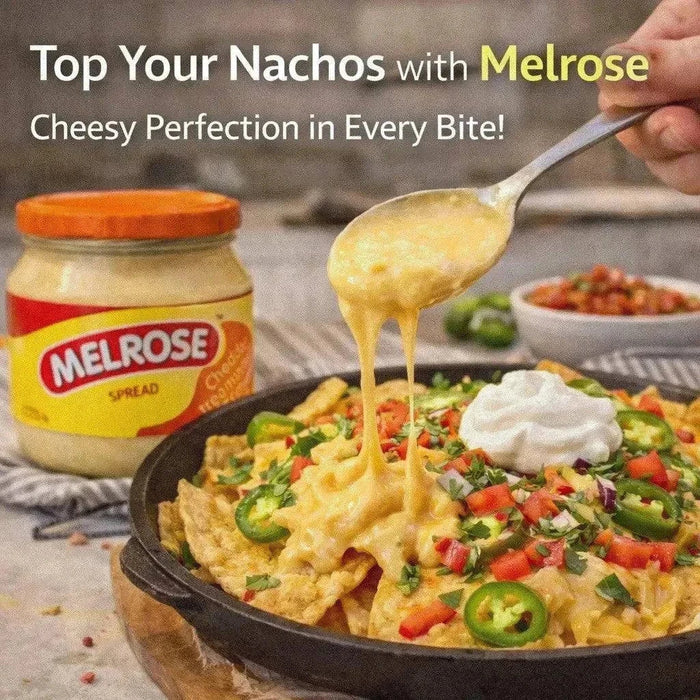 Melrose Processed Cheese Spread Cheddar 250g jar with creamy real cheddar cheese