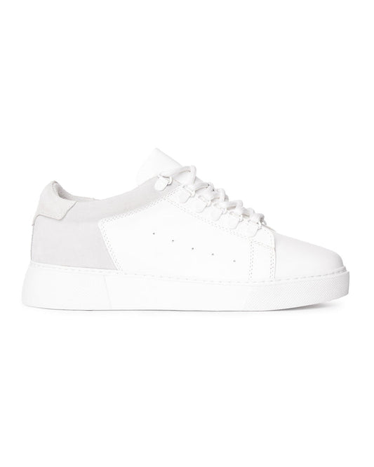 Martin Valen men’s white leather sneakers, close side view showing chunky platform sole and light-grey heel