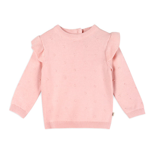 Milan Classic Ruffle Knit Baby Pullover Sweater with Bobbles