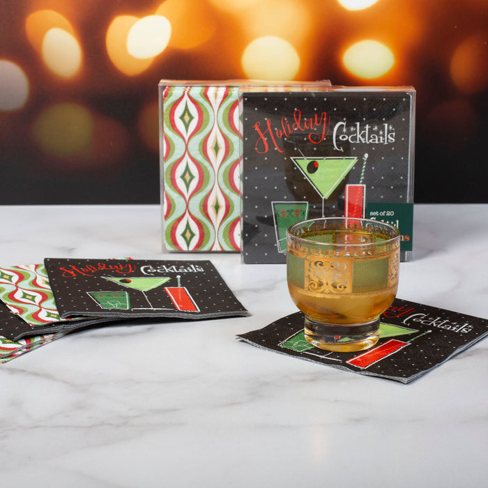 Mod Lounge Paper Company - Holiday Cocktails Mid Century Modern Beverage Napkin