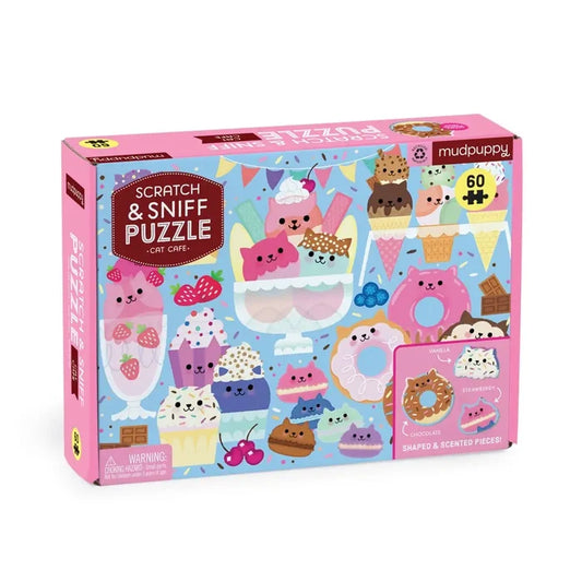 Mudpuppy Scratch & Sniff 60 Piece Puzzle: Cat Cafe