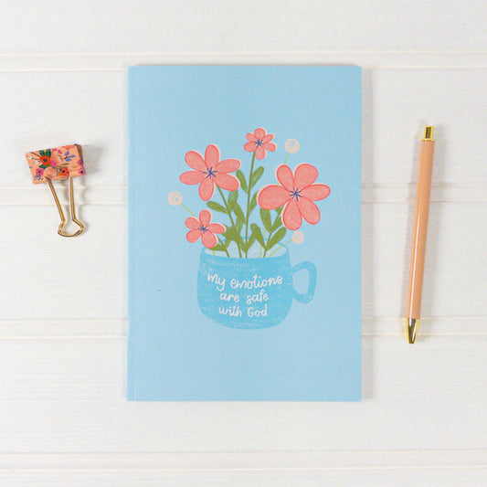My Emotions Are Safe With God A5 Recycled Paper Christian Notebook