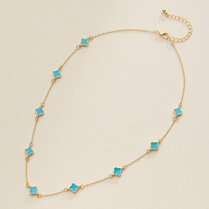 Necklace-Enamel Clover Station