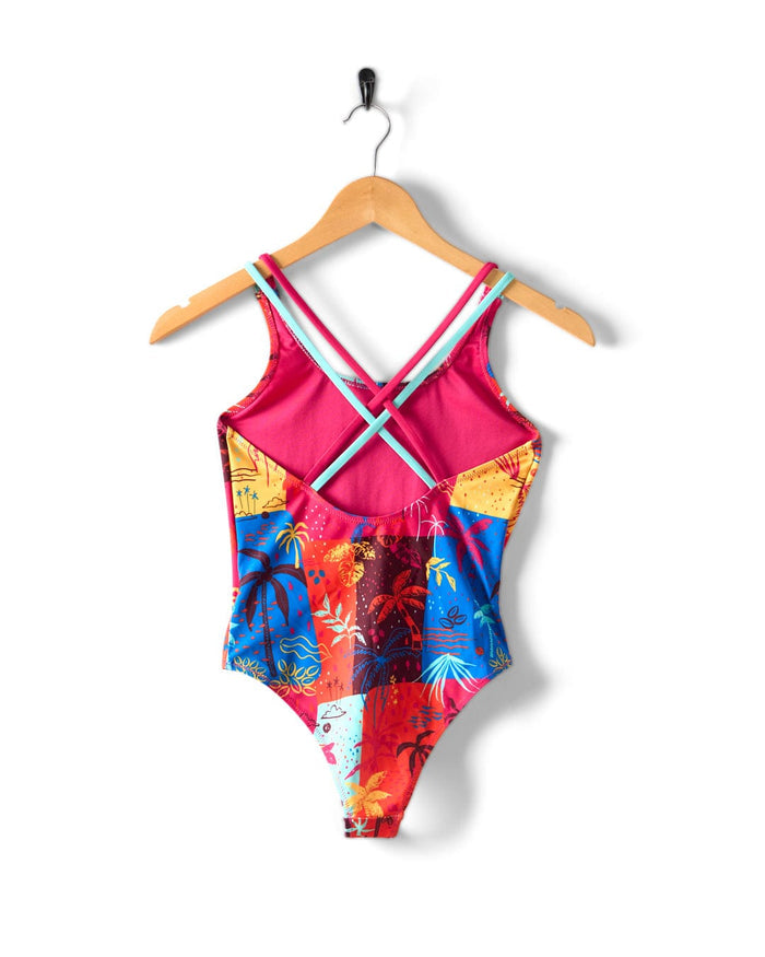 Palm Block Kids Recycled UPF Swimsuit in Multi