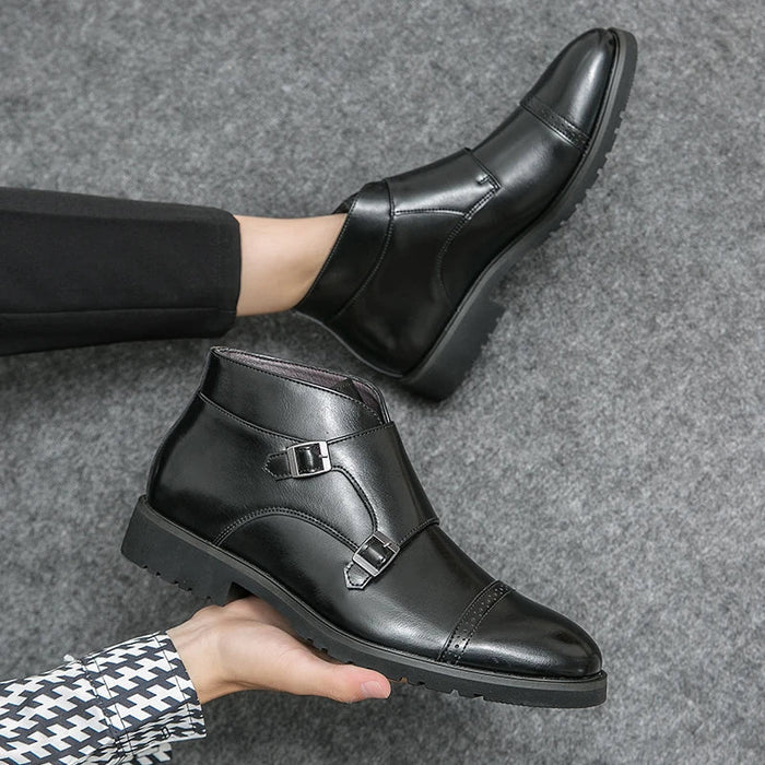 Parker | Faux Leather Boots with Double Buckle