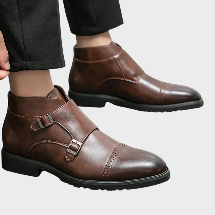 Parker | Faux Leather Boots with Double Buckle