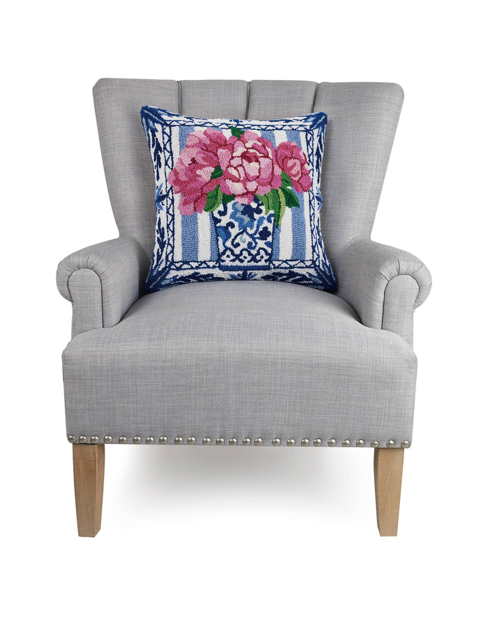 Pretty Petals Hooked Wool Pillow