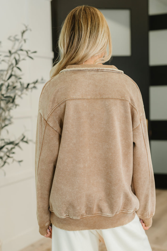 Remi Half Zip Pullover in Deep Camel