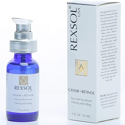 Rexsol Caviar + Retinol Face and Eye Serum 30ml - كريم ريكسول المقاوم للتجاعيد بالريتينول وفيتامين سي - 60 مل