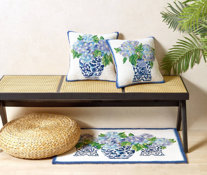 Rhapsody In Blue II Hooked Wool Pillow