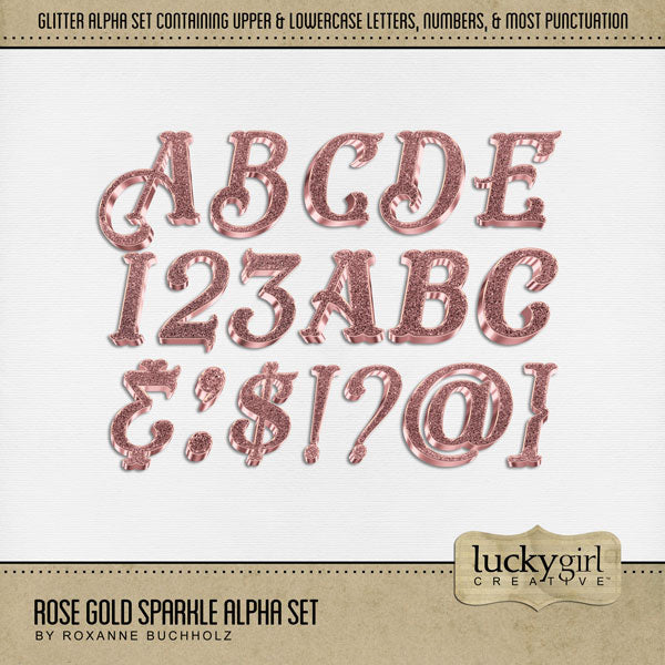 Rose Gold Sparkle Alpha Digital Scrapbook Kit