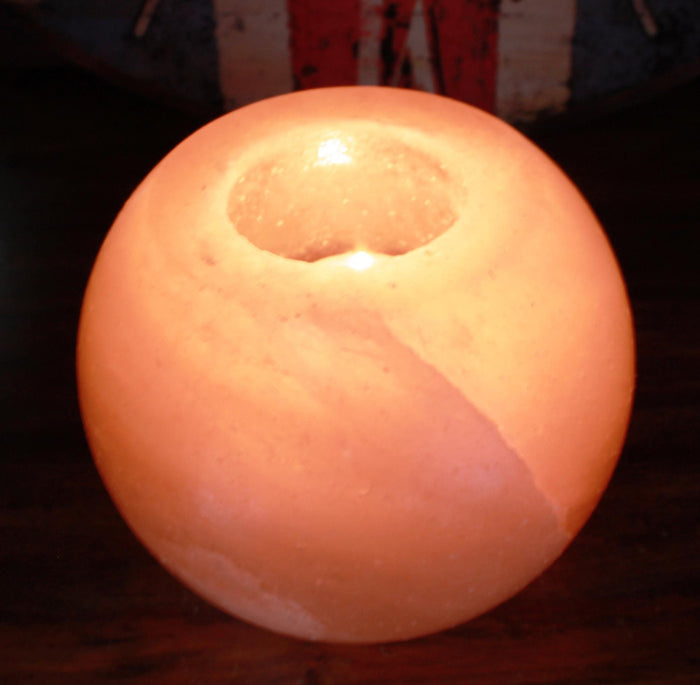 Round Salt Candle Holder Natural Himalayan Crystal Salt Rock