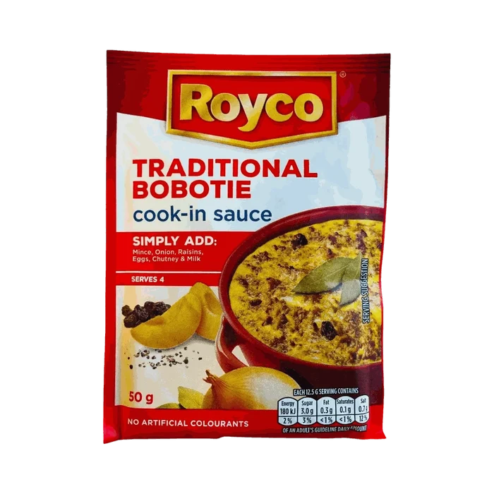 Royco Traditional Bobotie Cook-in Sauce 50g sachet for authentic South African bobotie dish