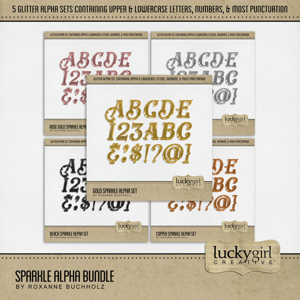 Silver Sparkle Alpha Digital Scrapbook Kit