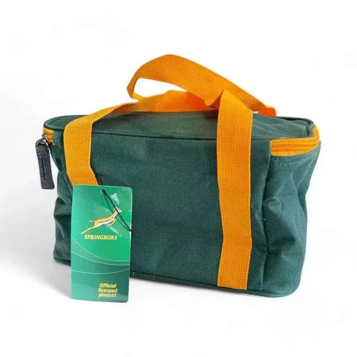 Springbok 6-pack Cooler Bag in green and gold, 600D/PVC material, 26x18x15cm, ideal for outdoor use