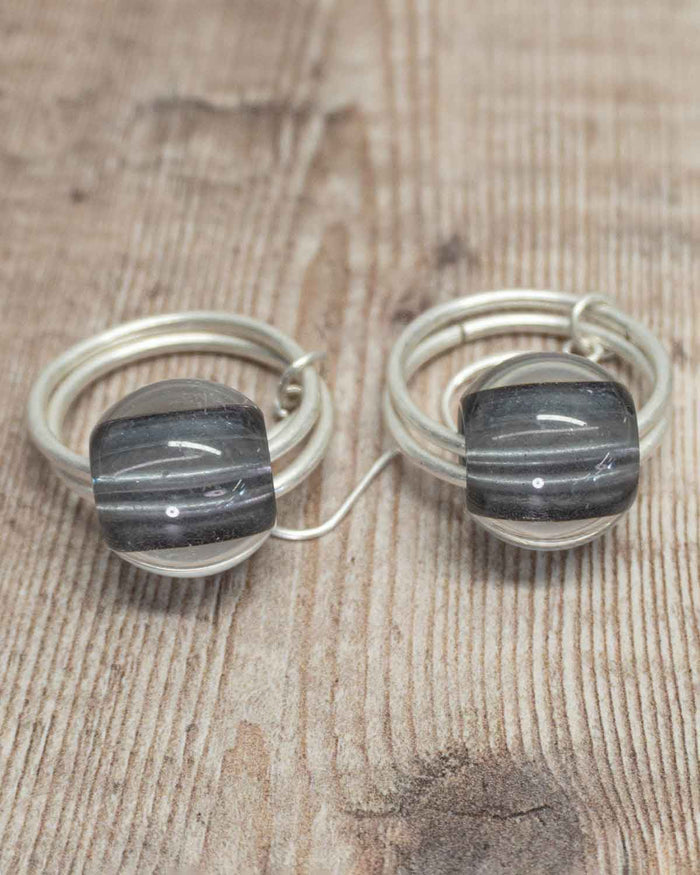 Statement Beaded Silver Effect Drop Earrings - Country Collection