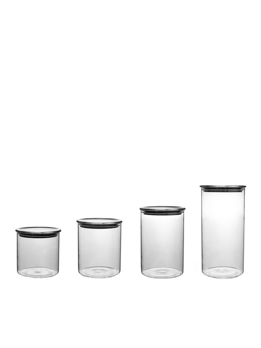 Straight Glass Canisters with Stainless Steel Lids