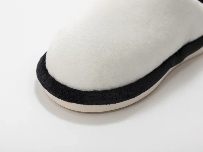 Sublimation Kids Fuzzy  Close Toe Slippers (White/Black, 30-31#)