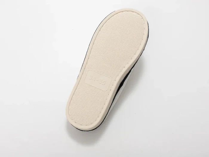 Sublimation Kids Fuzzy  Close Toe Slippers  (White/Black, 34-35#)