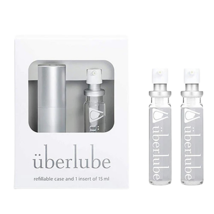 An image of überlube Silver Good-to-Go Traveler Set & Two Refills 15ml in a white background.