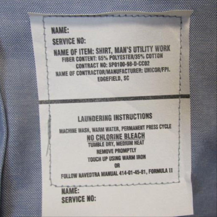 US Navy Chambray Utility Work Shirt