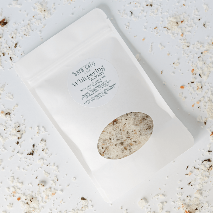 Whispering Woods Bath Salts - 6.5 oz | Herbal Bath Soak with Chamomile & Rosemary - Jarful House