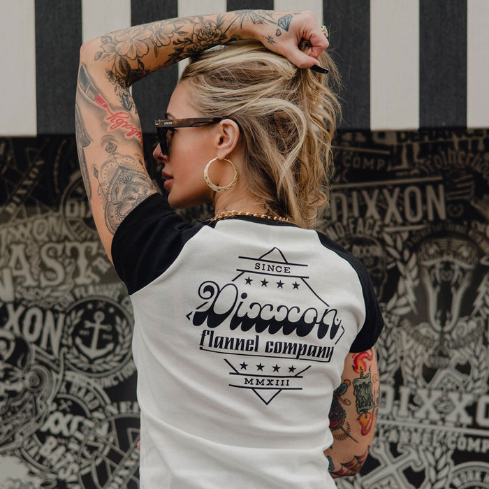 Women's Stardust Raglan Tee - White & Black